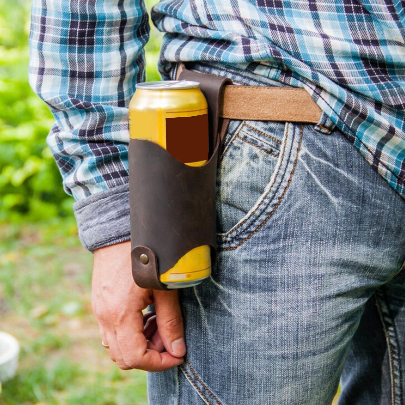 Hydration Pack Outdoor - PUレザー製ビールボトルウエストケース、腰掛け式ポータブルアウトドアドリンクボトルケース、レザーカップベルトバッグ、ビールベルトバッグ