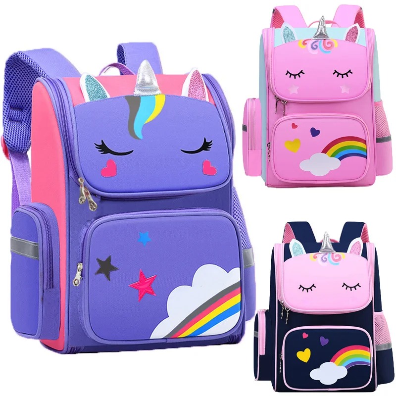 School Backpack Teen - 女の子用キッズバックパック ユニコーン 子供用ブックバッグ レインボーアイズ スクールバッグ ティーンガール用バックパック