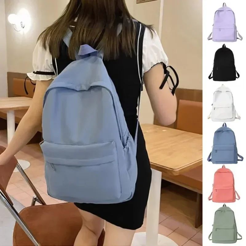School Backpack Teen - 新しい女性スクールバッグ防水大容量スクールバックパックスムーズジッパーソリッドティーンガールカジュアルデイパックバッグ学生用品