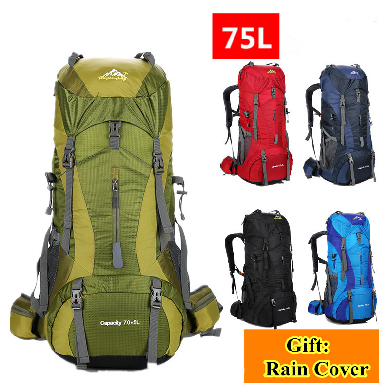 男性と女性のための75l防水バックパック,アウトドアハイキン - Rain Cover Backpack のレビューと価格