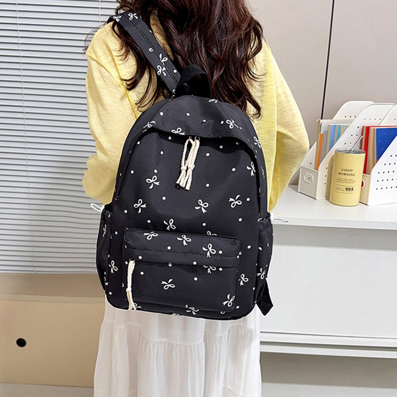 かわいいリボン柄バックパック ナイロン製カジュアルデイパック - School Backpack Teen のレビューと価格
