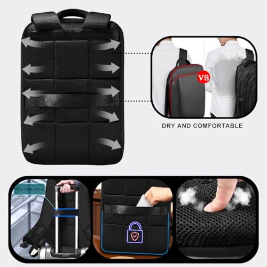 スリムで拡張可能な 15 15.6 16 インチのラップトッ - Travel Backpack Anti Theft のレビューと価格