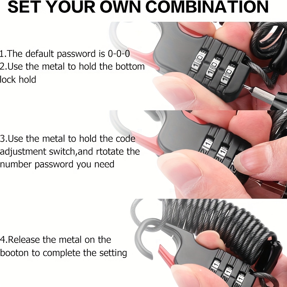 3桁コンビネーション南京錠、格納式ケーブル付き盗難防止パスワ - Travel Backpack Anti Theft のレビューと価格